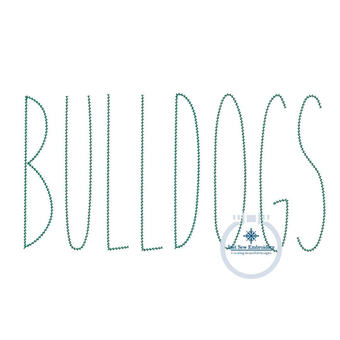 Bulldogs Tall Skinny Chenille Yarn Applique Embroidery Design Four Sizes 5x7, 8x8, 6x10, and 7x12 Hoop