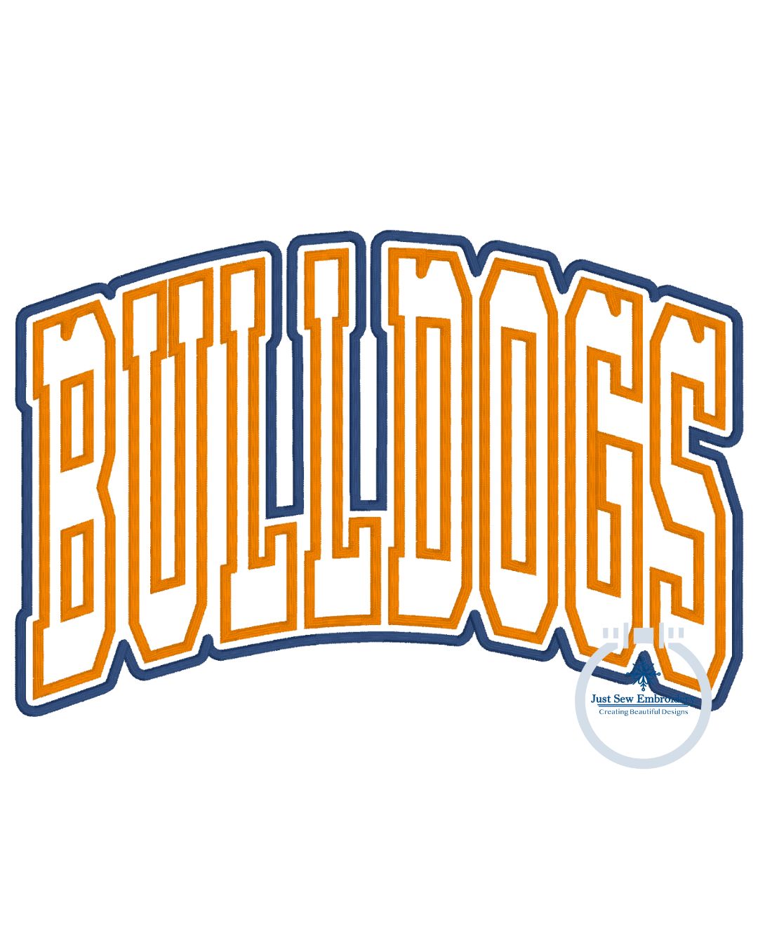 BULLDOGS Two Layer Arched Applique Embroidery Design Machine Embroidery Satin Edge Three Sizes 6x10, 7x12 and 8x12 Hoop