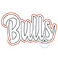 Bulls Script Applique Embroidery Design Double Layer ZigZag Edge Four Sizes 5x7, 8x8, 6x10, and 7x12 Hoop