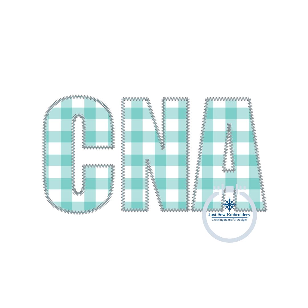 CNA Block ZigZag Applique Embroidery Quick Stitch Shirt Design Three Sizes 5x7, 6x10, and 8x12 Hoop