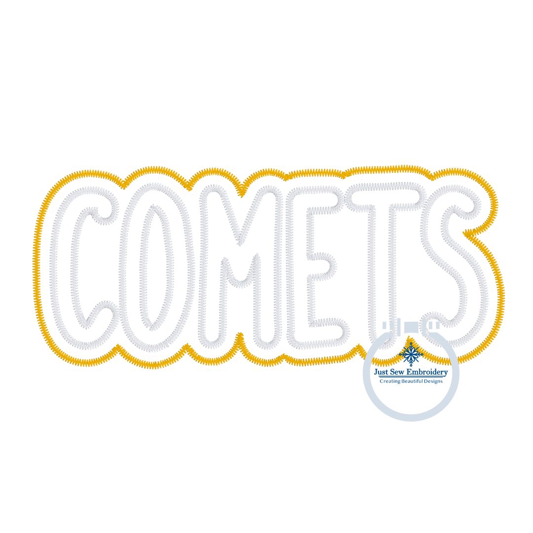 Applique Embroidery COMETS Two Layer Design Machine Embroidery Two Color ZigZag Edge 8x12 Hoop