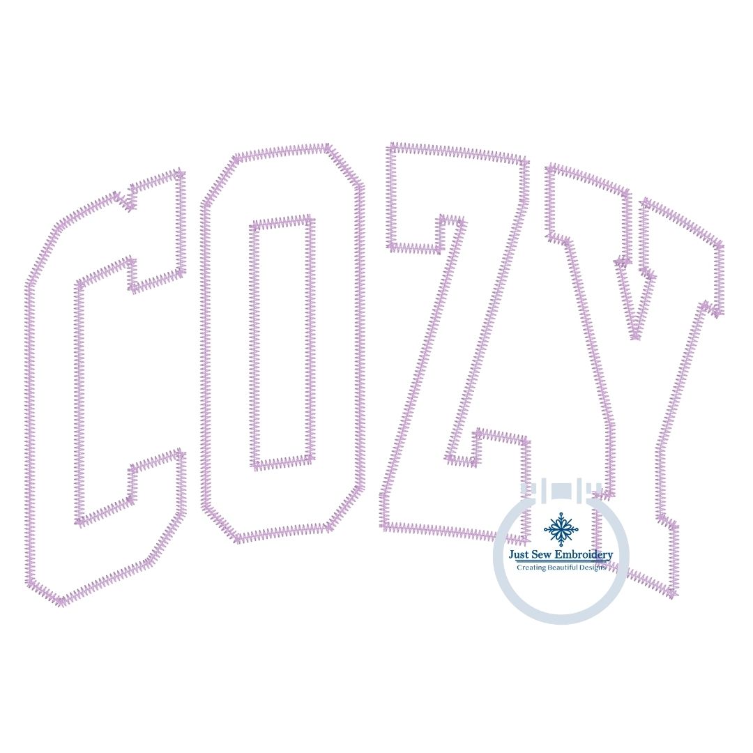 COZY Arched Zigzag Applique Embroidery Design Five Sizes 5x7, 8x8, 6x10, 7x12, and 8x12 Hoop