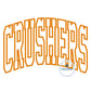 CRUSHERS Arched Applique Embroidery Design Machine Embroidery Satin Edge Four Sizes 9x9, 6x10, 7x12, and 8x12 Hoop