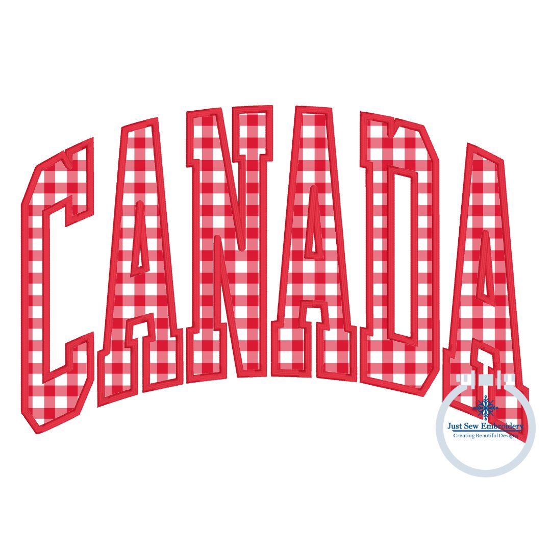 CANADA Arched Applique Embroidery Satin Stitch Five Sizes 5x7, 8x8, 6x10, 7x12, and 8x12 Hoop