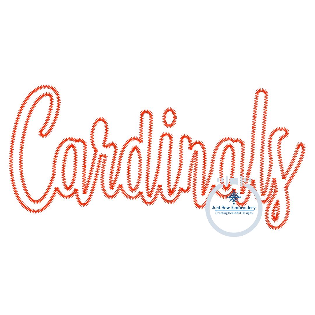 Cardinals Script Applique Embroidery ZigZag Design Two Sizes 6x10 and 7x12 Hoop