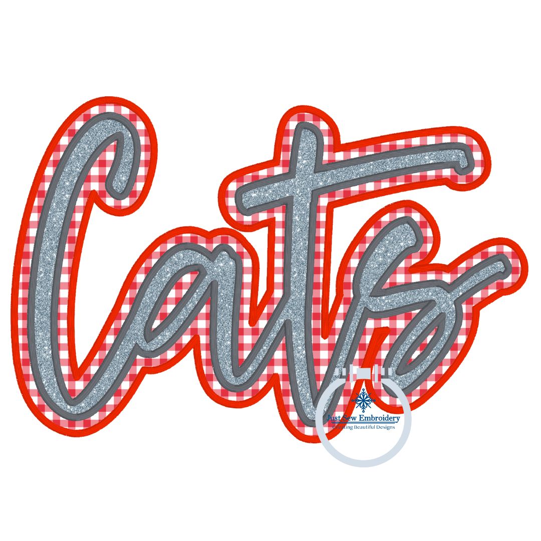 Cats Double Layer Applique Embroidery Script Two Layer Satin Edge Design Machine Embroidery Five Sizes 8x8, 9x9, 6x10, 7x12, and 8x12 Hoop