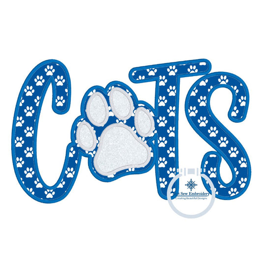 Cats Two Layer Applique Embroidery Satin Edge Paw Print Design Machine Embroidery Five Sizes 5x7, 8x8, 9x9, 6x10, and 7x12 Hoop