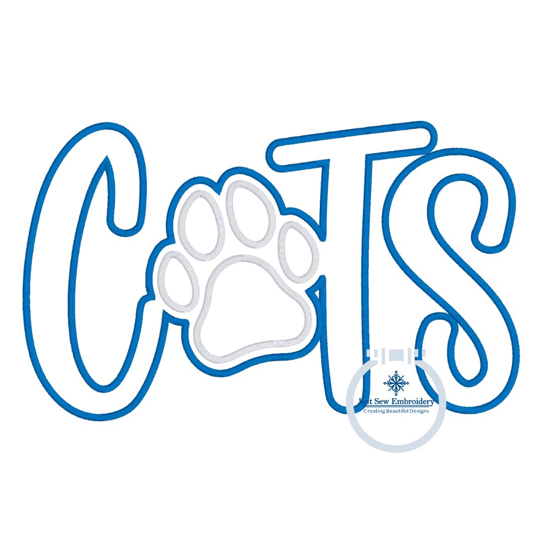 Cats Two Layer Applique Embroidery Satin Edge Paw Print Design Machine Embroidery Five Sizes 5x7, 8x8, 9x9, 6x10, and 7x12 Hoop