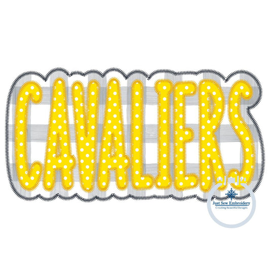 CAVALIERS Double Zigzag Applique Embroidery Machine Design Five Sizes 5x7, 8x8, 9x9, 6x10, and 7x12 Hoop