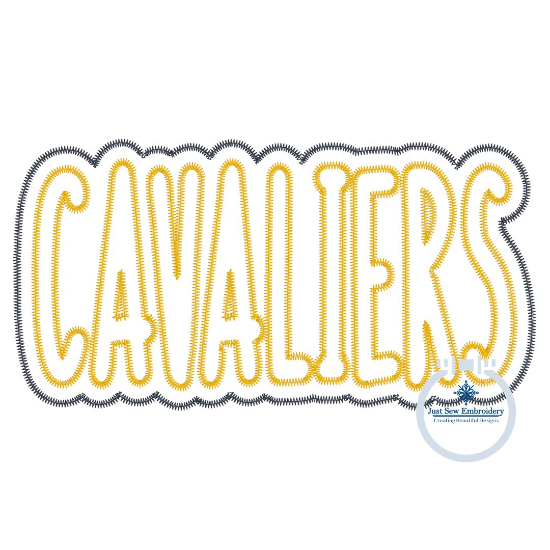 CAVALIERS Double Zigzag Applique Embroidery Machine Design Five Sizes 5x7, 8x8, 9x9, 6x10, and 7x12 Hoop