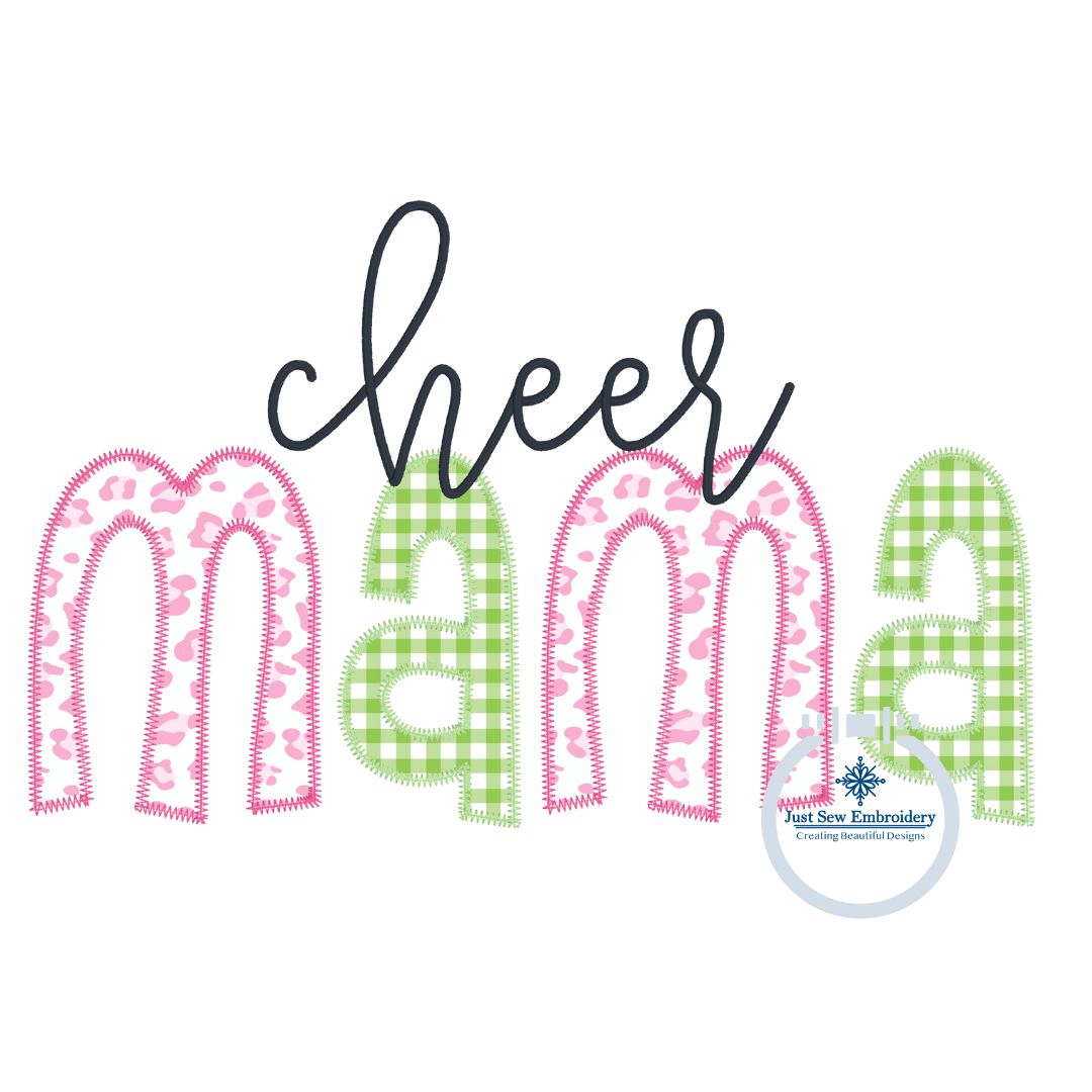 Cheer Mama Zigzag Applique Embroidery Design Zigzag Edge Five Sizes 5x7, 8x8, 6x10, 7x12, and 8x12 Hoop