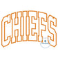 Chiefs Arched Applique Embroidery Satin Edge Machine Design Six Sizes 5x7, 8x8, 9x9, 6x10, 7x12, & 8x12 Hoop