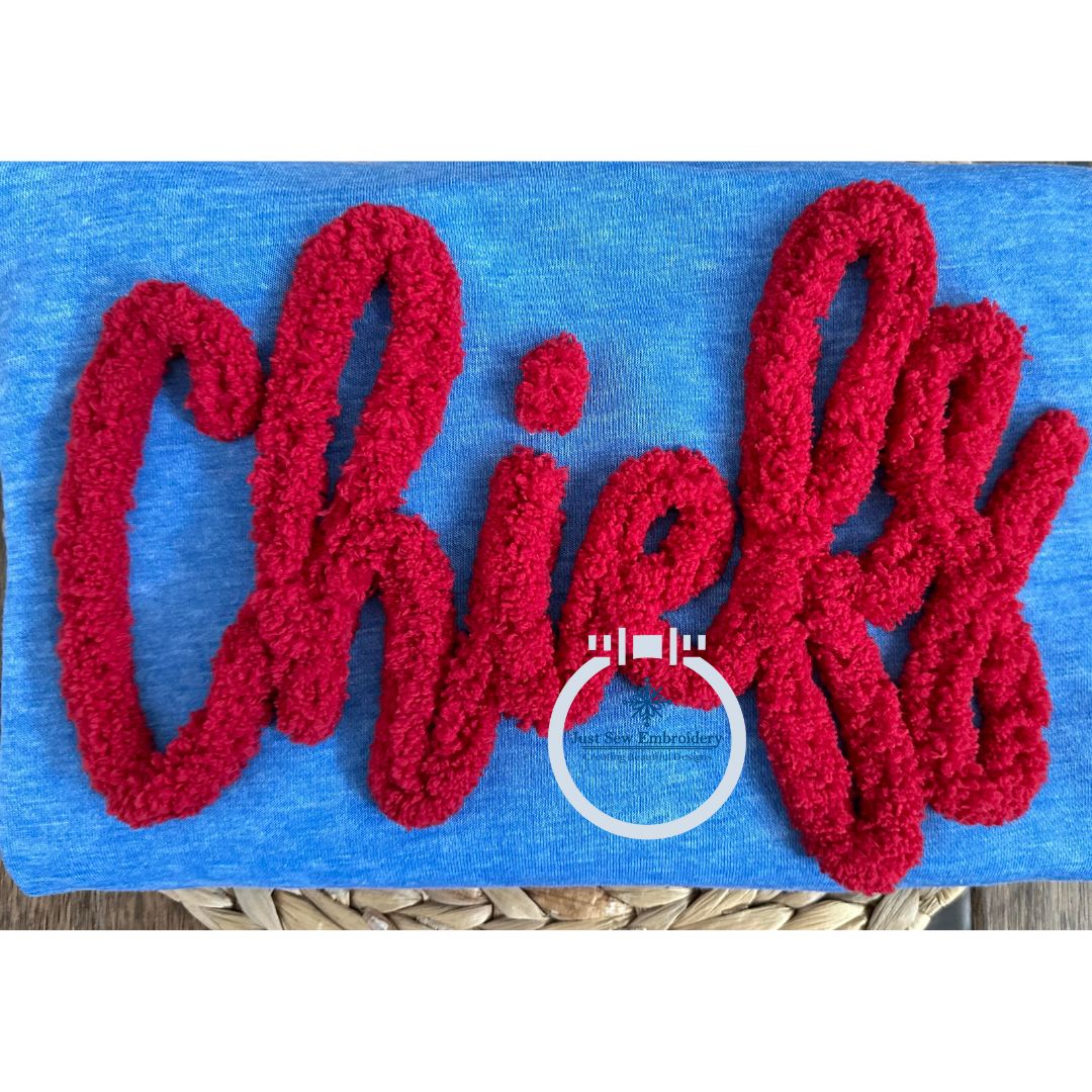 Chiefs Chenille Yarn Applique Embroidery Design Five Sizes 5x7, 8x8, 6x10, 7x12, and 8x12 Hoops