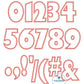 Chunky Satin Applique Embroidery Font Native BX Seven Sizes 2 inch, 3 inch, 4 inch, 5 inch, 6 inch, 7 inch, and 8 inch