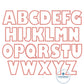 Chunky Satin Applique Embroidery Font Native BX Seven Sizes 2 inch, 3 inch, 4 inch, 5 inch, 6 inch, 7 inch, and 8 inch
