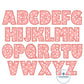 Chunky Satin Applique Embroidery Font Native BX Seven Sizes 2 inch, 3 inch, 4 inch, 5 inch, 6 inch, 7 inch, and 8 inch