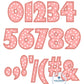 Chunky Satin Applique Embroidery Font Native BX Seven Sizes 2 inch, 3 inch, 4 inch, 5 inch, 6 inch, 7 inch, and 8 inch