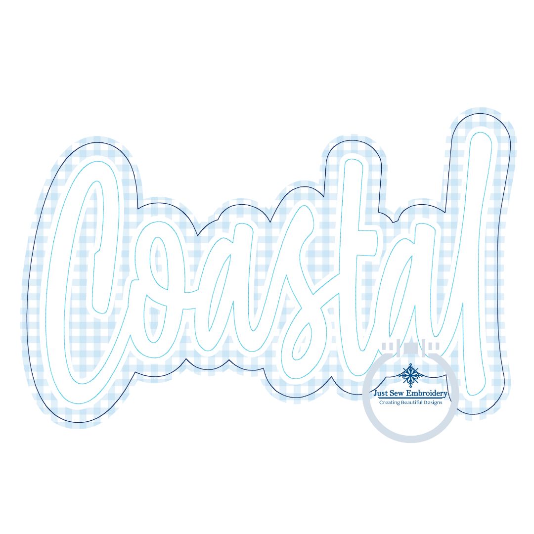 Coastal Double Raggy Applique Embroidery Two Layer Design Bean Stitch Edge Five Sizes 5x7, 8x8, 6x10, 7x12, and 8x12 Hoop