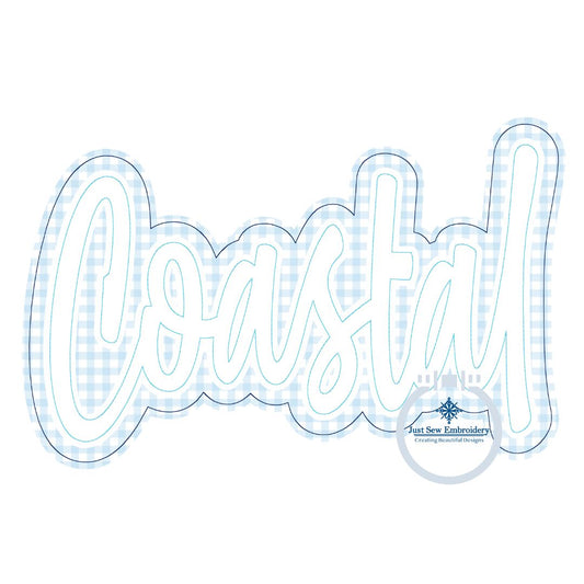 Coastal Double Raggy Applique Embroidery Two Layer Design Bean Stitch Edge Five Sizes 5x7, 8x8, 6x10, 7x12, and 8x12 Hoop