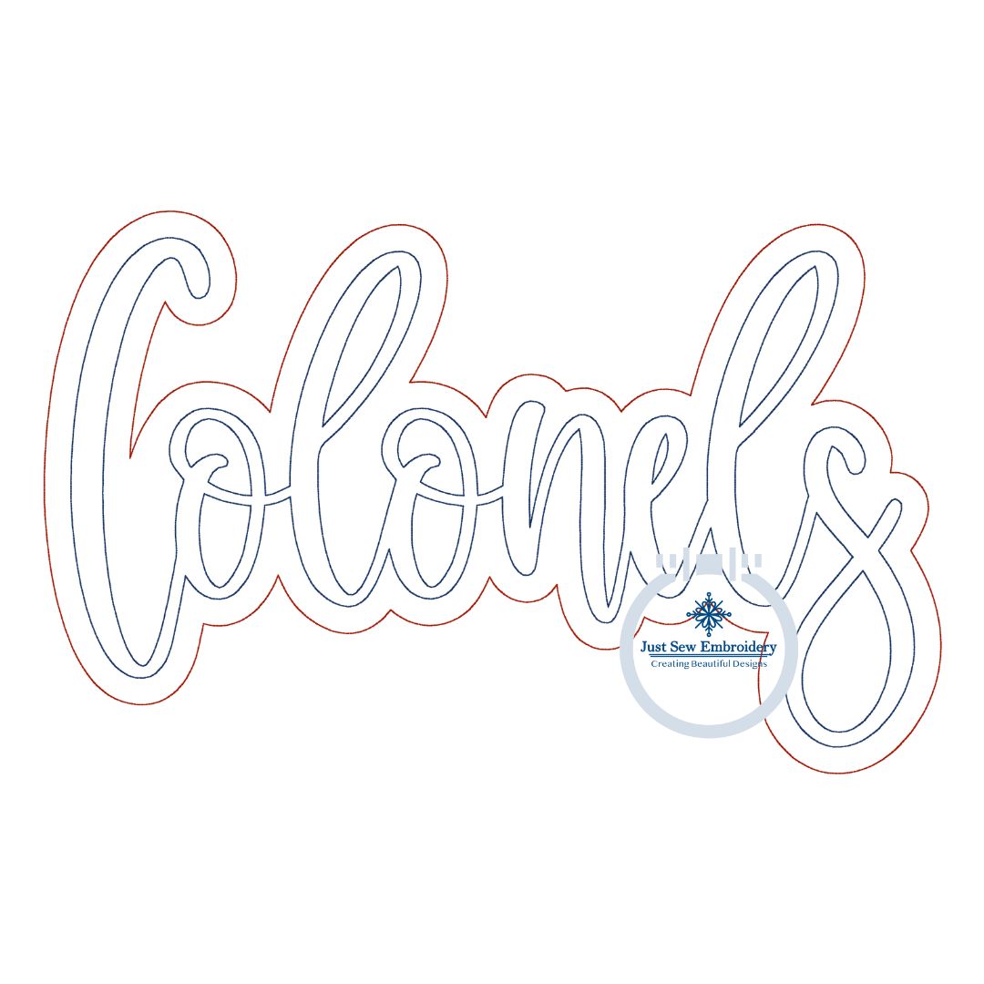 Colonels Double Raggy Applique Embroidery Two Layer Bean Stitch Edge Design Five Sizes 5x7, 8x8, 6x10, 7x12, and 8x12 Hoop