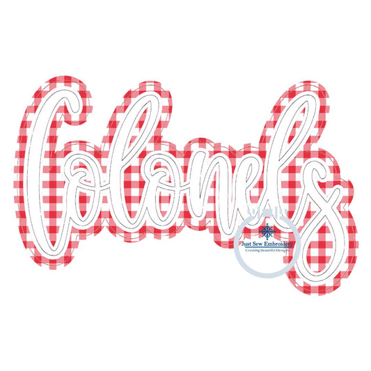 Colonels Double Raggy Applique Embroidery Two Layer Bean Stitch Edge Design Five Sizes 5x7, 8x8, 6x10, 7x12, and 8x12 Hoop