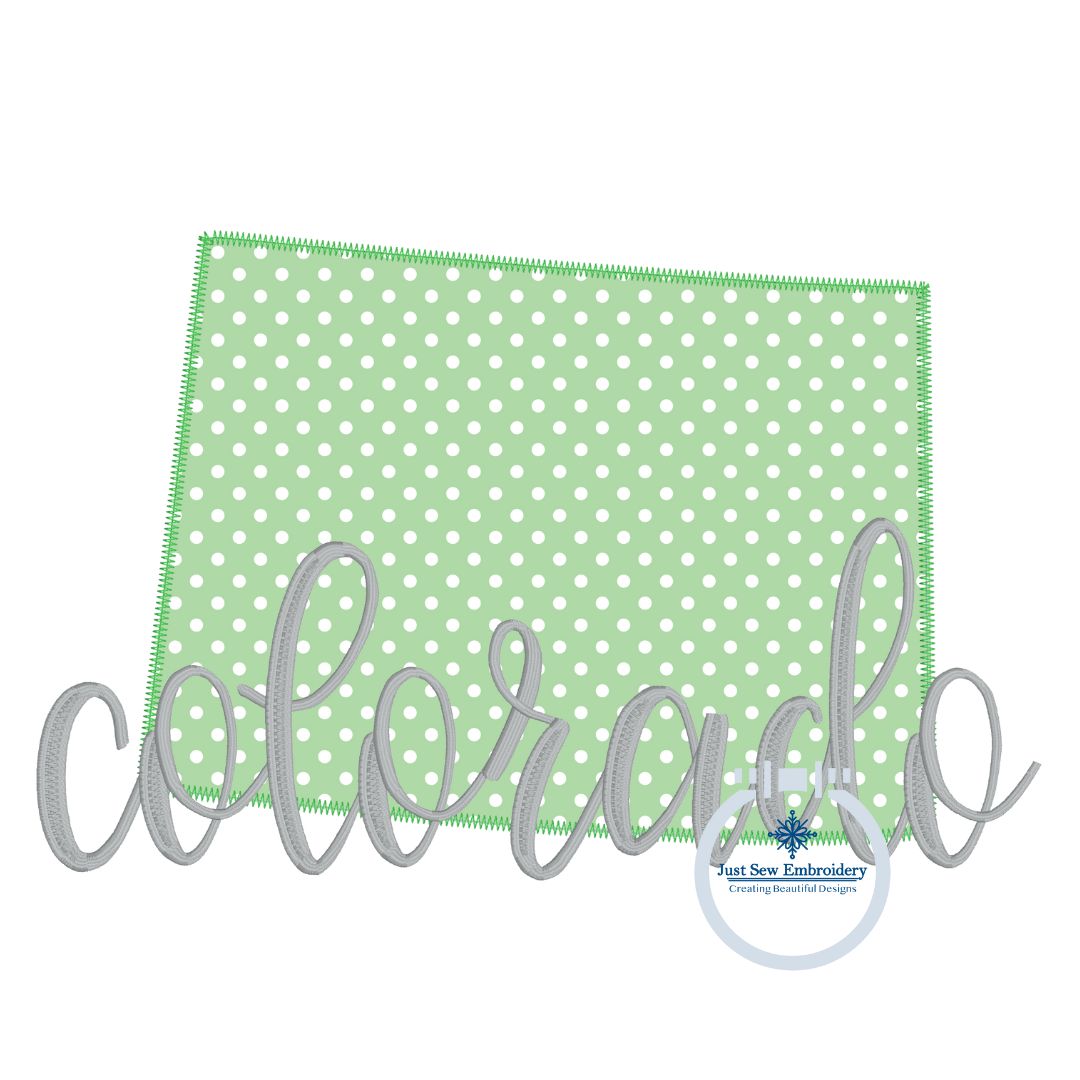 Colorado State Zigzag Applique Embroidery with Overlapping Script CO F