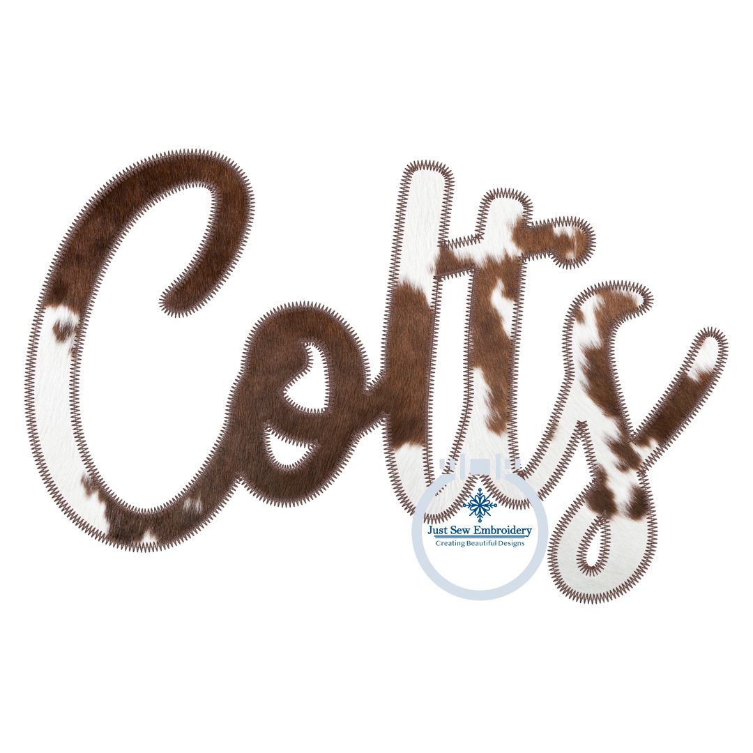 COLTS Script Zigzag Applique Embroidery Machine Design Five Sizes 5x7,