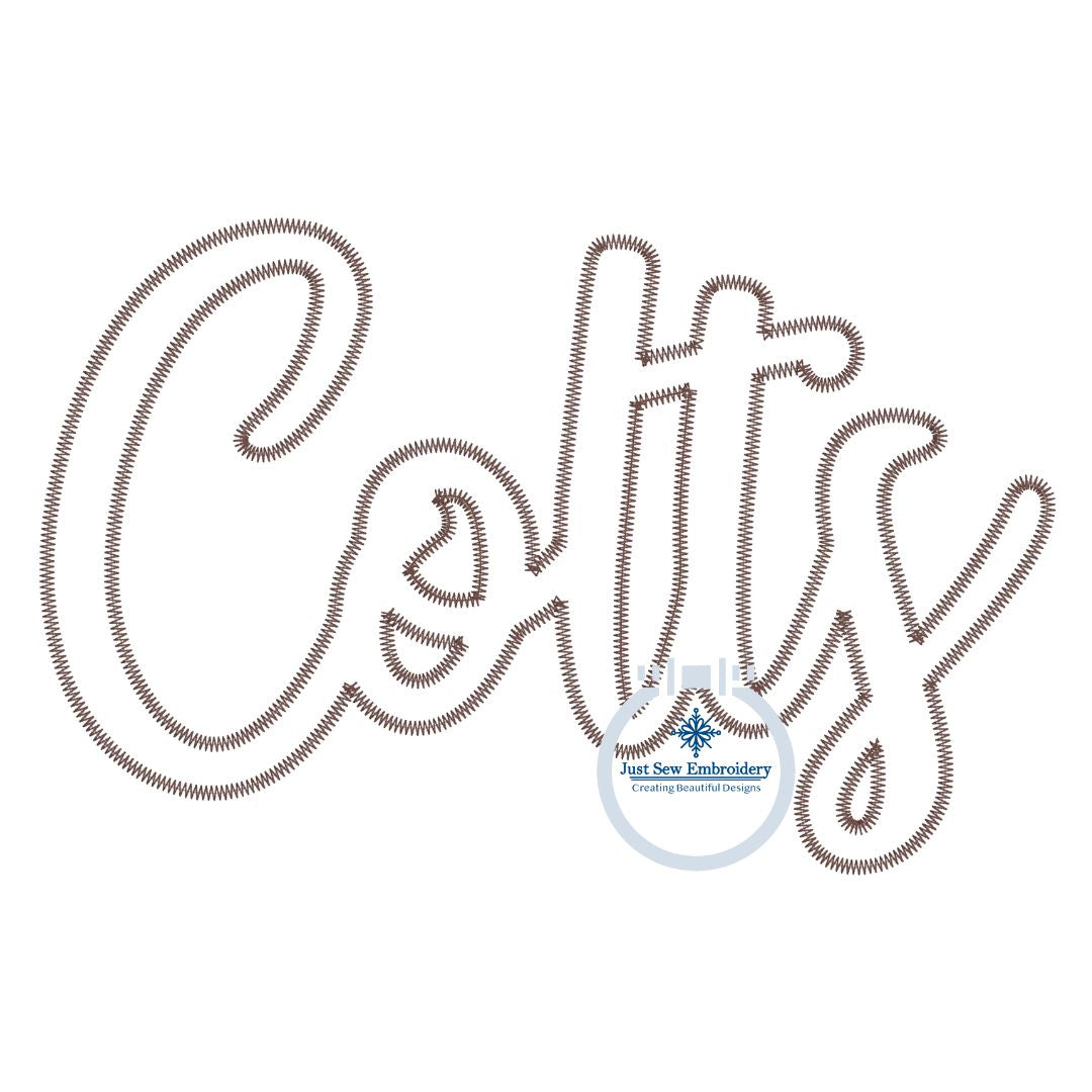 COLTS Script Zigzag Applique Embroidery Machine Design Five Sizes 5x7, 8x8, 6x10, 7x12 and 8x12 Hoop