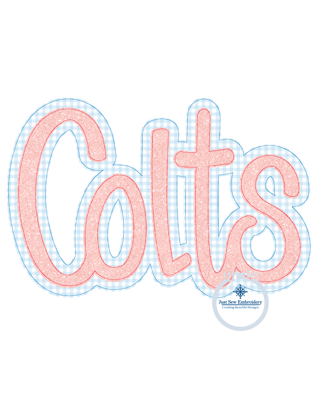 COLTS Double Bean Stitch Applique Embroidery Machine Design Script Fiv
