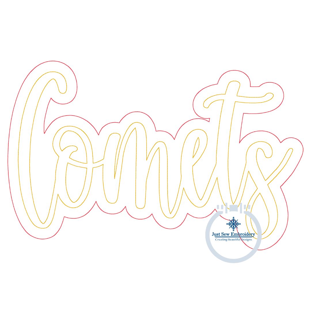 COMETS Double Raggy Applique Embroidery Bean Stitch Two Layer Design Five Sizes 5x7, 8x8, 6x10, 7x12, and 8x12 Hoop