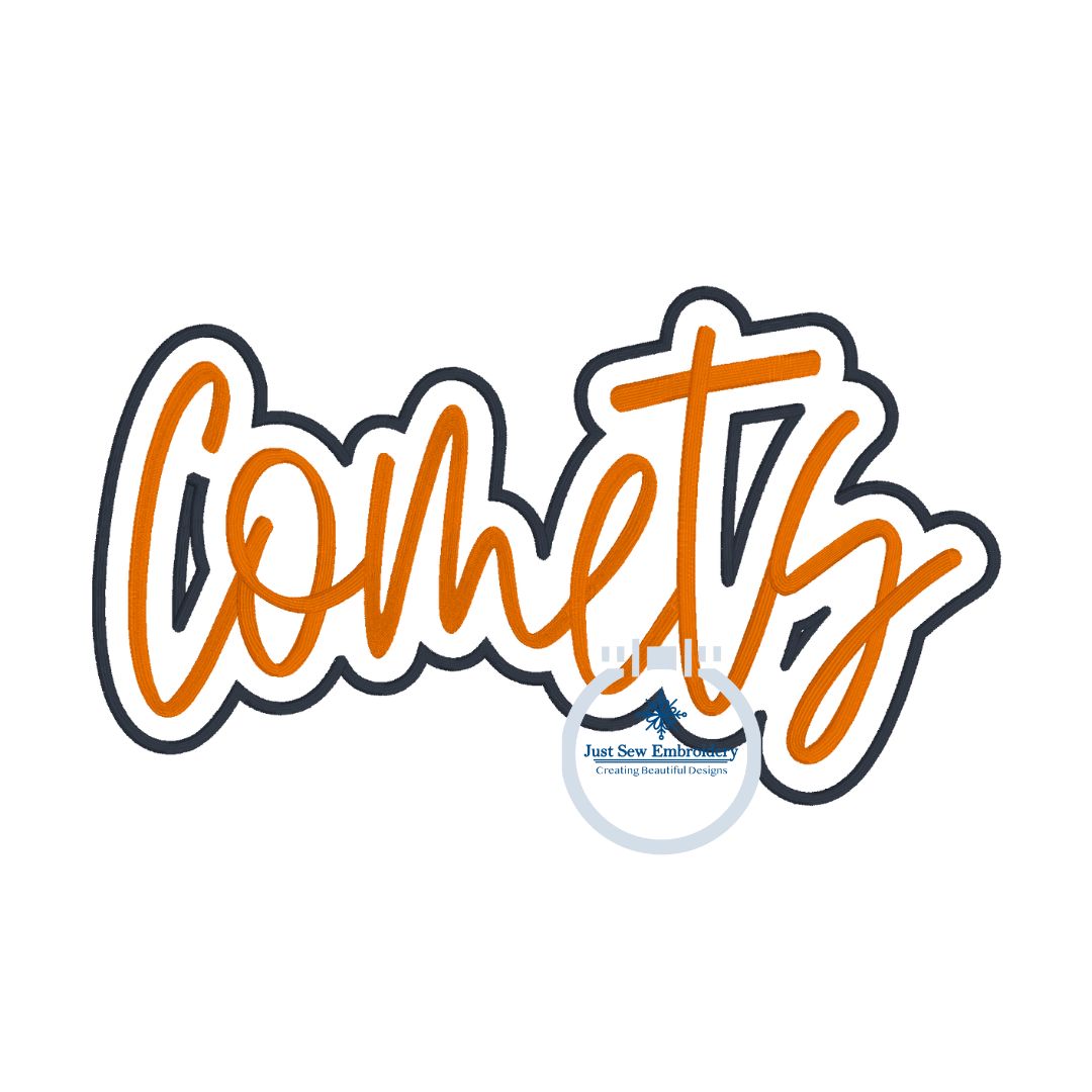 Comets Script Comets Puff 3D Foam Satin Outline Embroidery Design Five Sizes 5x7, 8x