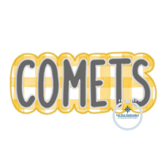 Applique Embroidery COMETS Two Layer Design Machine Embroidery Two Color ZigZag Edge 8x12 Hoop