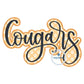 Cougars Zigzag Applique Patch Embroidery Design Script Satin Stitch Six Sizes: 5x7, 8x8, 9x9, 6x10, 7x12, and 8x12 hoop