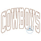 Cowboys Arched Zigzag Applique Embroidery Machine Design Five Sizes 5x7, 8x8, 6x10, 7x12, and 8x12 Hoop