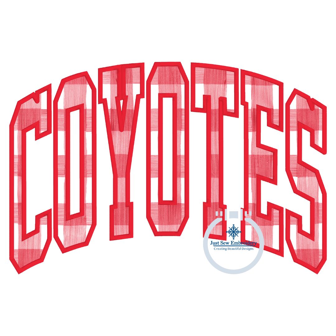 COYOTES Arched Applique Embroidery Design Satin Stitch Machine Embroidery Three Sizes 6x10, 7x12, and 8x12 Hoop