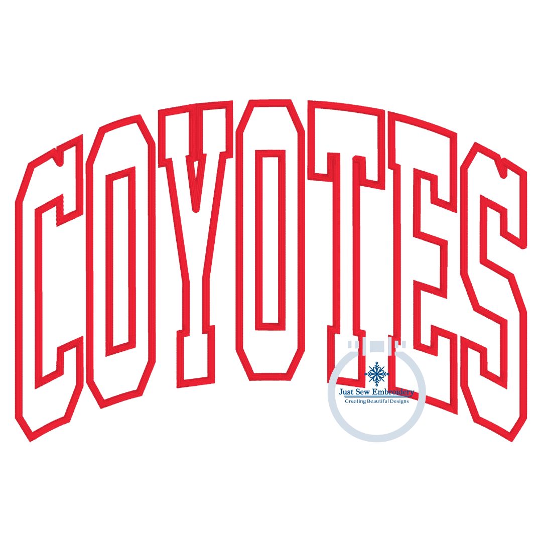 COYOTES Arched Applique Embroidery Design Satin Stitch Machine Embroidery Three Sizes 6x10, 7x12, and 8x12 Hoop