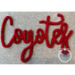 COYOTES Script Chenille Yarn Applique Design Machine Embroidery Six Sizes 5x7, 8x8, 9x9, 6x10, 7x12 and 8x12 Hoop