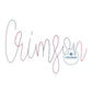 Crimson Chenille Yarn Script Applique Embroidery Five Sizes 5x7, 8x8, 6x10, 7x12, and 8x12 Hoop