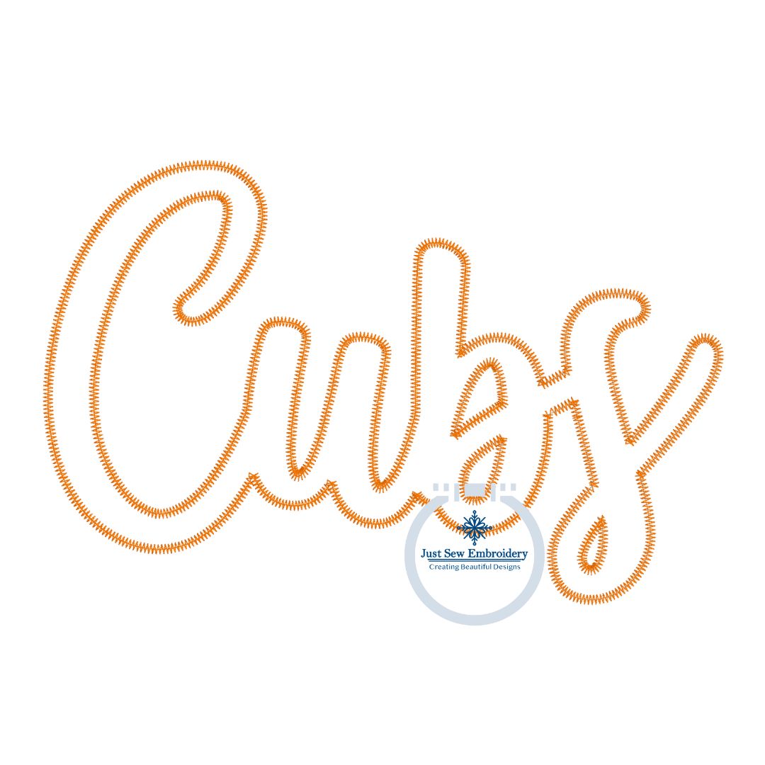 CUBS Applique Embroidery Design Machine Embroidery ZigZag Edge Five Sizes 5x7, 8x8, 6x10, 7x12, and 8x12 Hoop