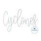 CYCLONES Chenille Yarn Script Embroidery Design Script Six Sizes 5x7, 8x8, 9x9, 6x10, 7x12, and 8x12 Hoop