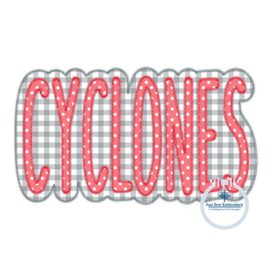 CYCLONES Two Layer Embroidery Applique Design Machine Embroidery ZigZag Edge Three Sizes 9x9, 6x10, and 7x12 Hoop