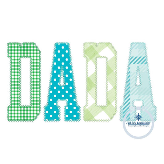 DADA Multi Colored Diamond Stitch Applique Embroidery Design Father's Day Gift Four Sizes 5x7, 8x8, 9x9, 6x10 and 8x12 Hoop