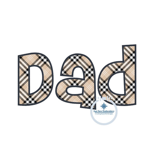 Dad Applique Embroidery Design Satin Stitch Father's Day Gift One Size 8x12 Hoop