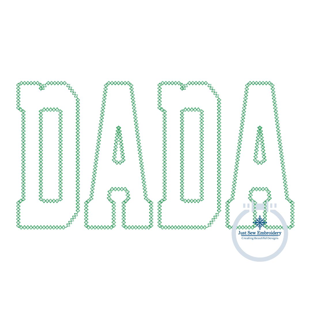 DADA Diamond Stitch Applique Embroidery Design Father's Day Gift Four Sizes 5x7, 8x8, 9x9, 6x10 and 8x12 Hoop