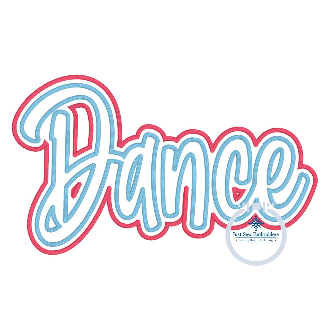 Dance Double Satin Applique Embroidery Design Five Sizes 5x7, 8x8, 9x9, 6x10, and 7x12 Hoop