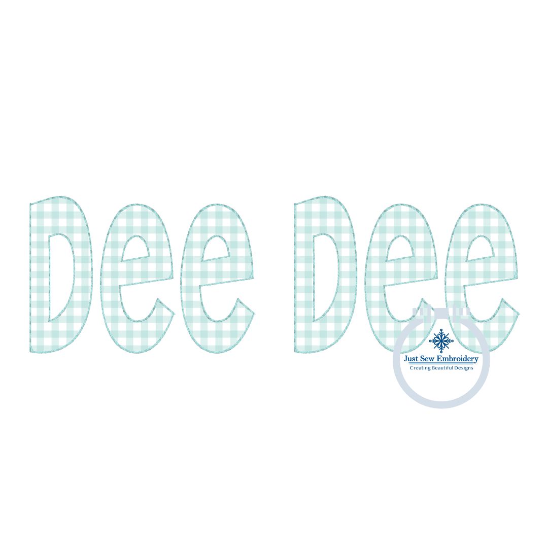 Dee Dee Applique Embroidery Design Raggy Bean Edge Stitch Grandma Mother's Day Gift 8x12 Hoop