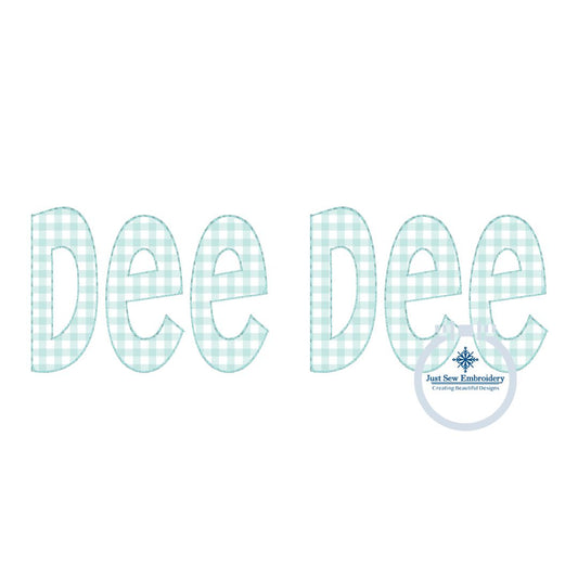 Dee Dee Applique Embroidery Design Raggy Bean Edge Stitch Grandma Mother's Day Gift 8x12 Hoop