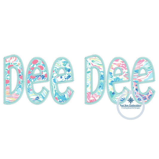 Dee Dee Applique Embroidery Design ZigZag Edge Stitch Grandma Mother's Day Gift 8x12 Hoop