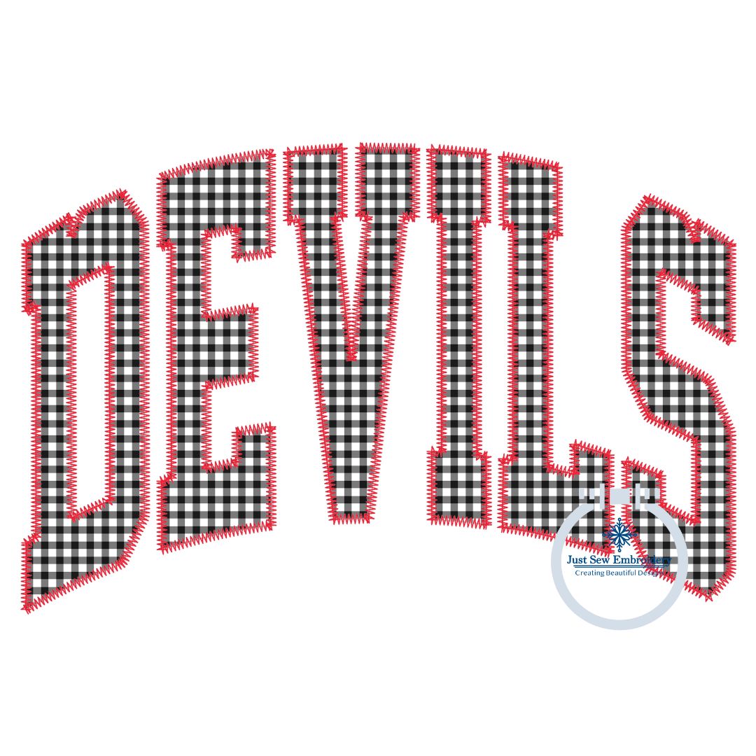 DEVILS Arched Applique Embroidery Design Machine Embroidery Five Sizes Zigzag Stitch 5x7, 8x8, 6x10, 7x12, 8x12 Hoop