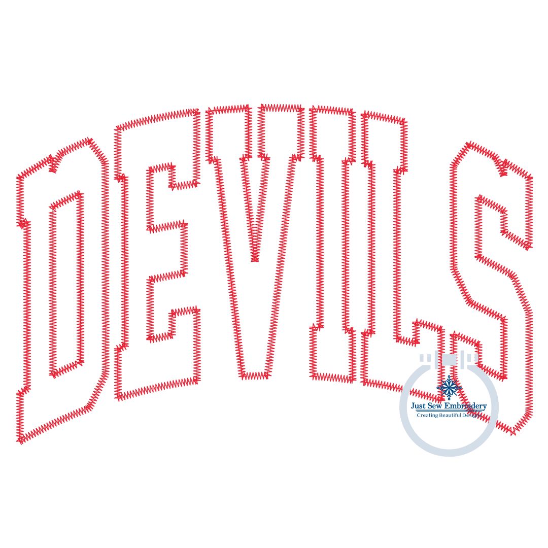 DEVILS Arched Applique Embroidery Design Machine Embroidery Five Sizes Zigzag Stitch 5x7, 8x8, 6x10, 7x12, 8x12 Hoop